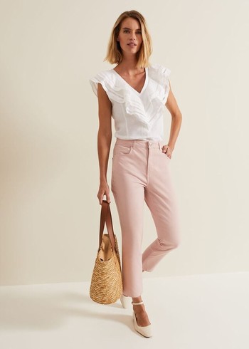 Phase Eight Lindsey Cropped Straight Leg Trousers Pink Canada | VXMIGH-641